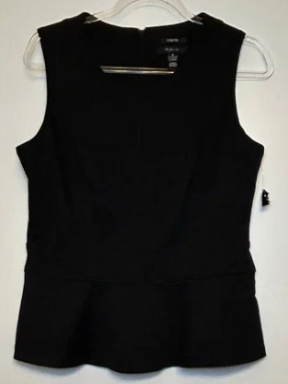 Style & Co Black Sleeveless Stretch Peplum Top Size M
